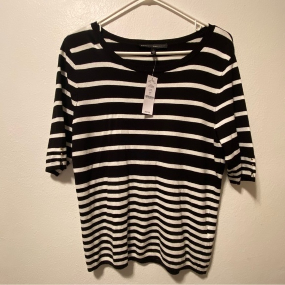 White House Black Market Top Women’s Size Large Striped PullOver NEW